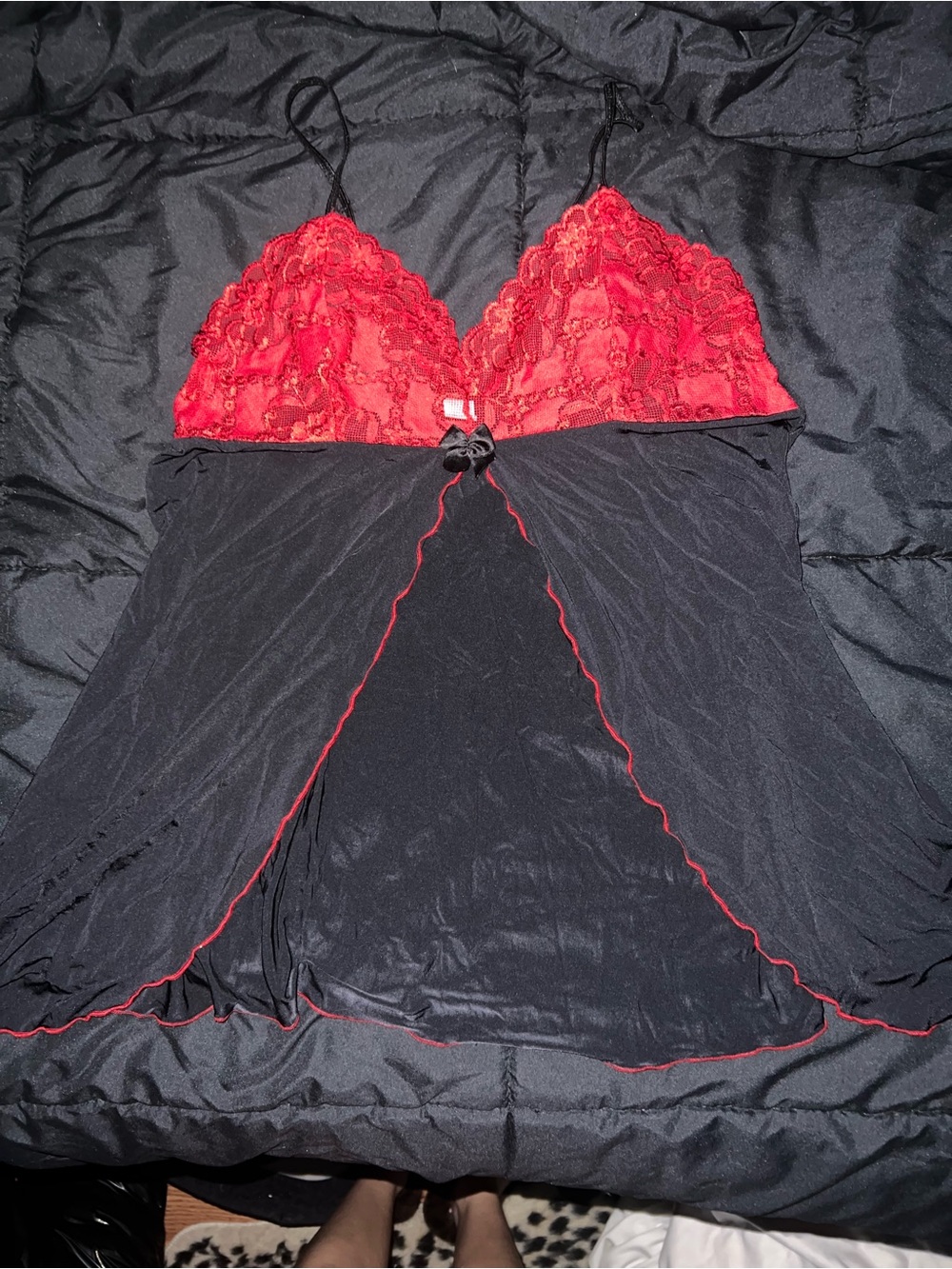 Dark Romance Red & Black Lace Babydoll Chemise Nightwear